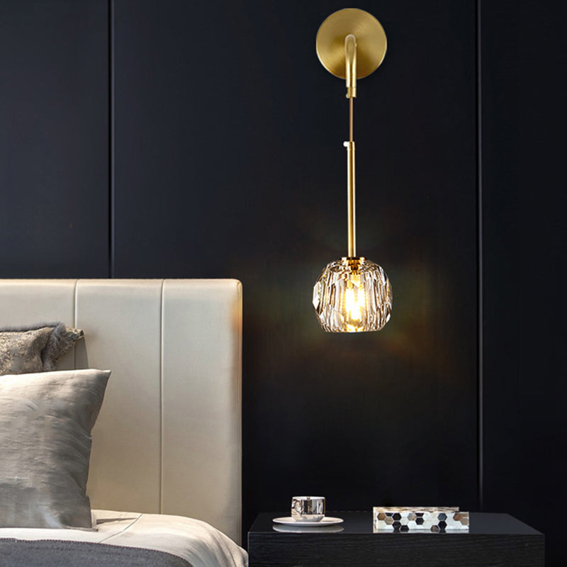 Luxury Iron & Crystal Cylindrical 1-Light Wall Sconce Lamp