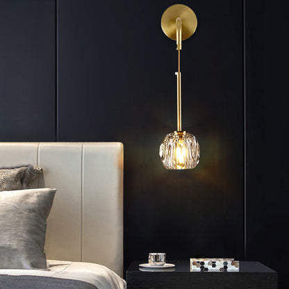 Luxury Iron & Crystal Cylindrical 1-Light Wall Sconce Lamp