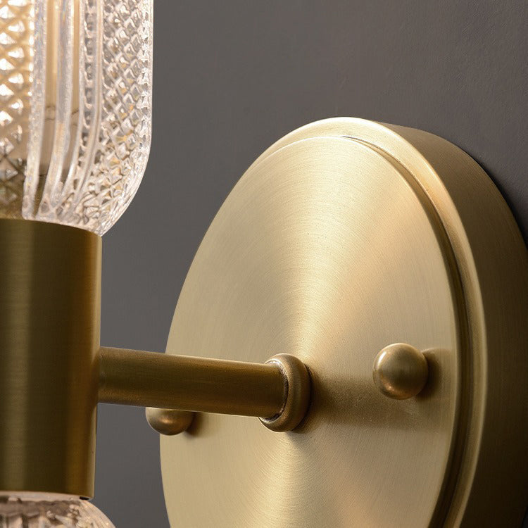 Copper Cylinder Diamond Texture 2-Light Wall Sconce Lamp