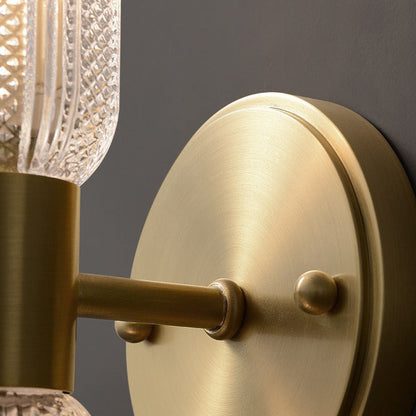 Copper Cylinder Diamond Texture 2-Light Wall Sconce Lamp