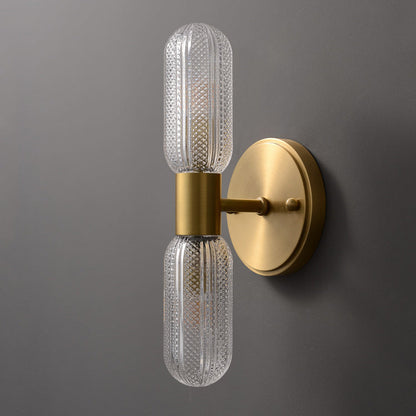 Copper Cylinder Diamond Texture 2-Light Wall Sconce Lamp
