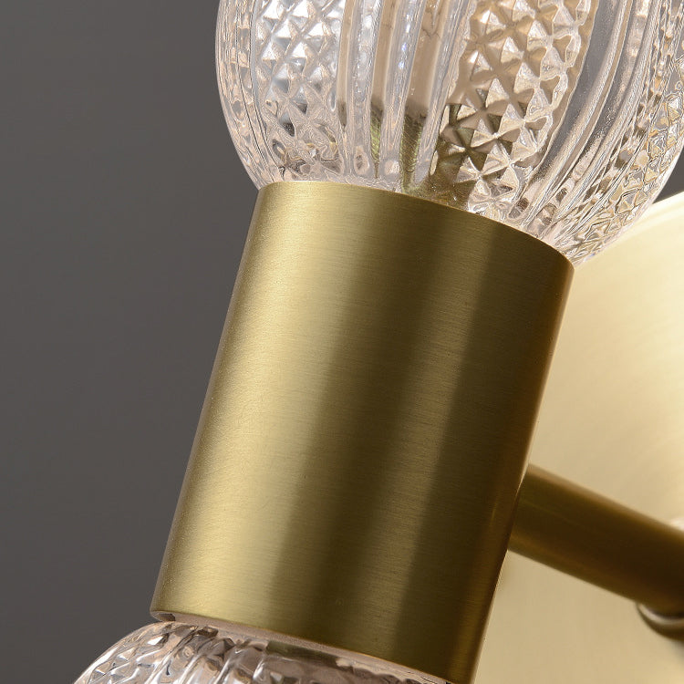 Copper Cylinder Diamond Texture 2-Light Wall Sconce Lamp
