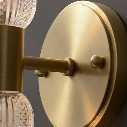Copper Cylinder Diamond Texture 2-Light Wall Sconce Lamp