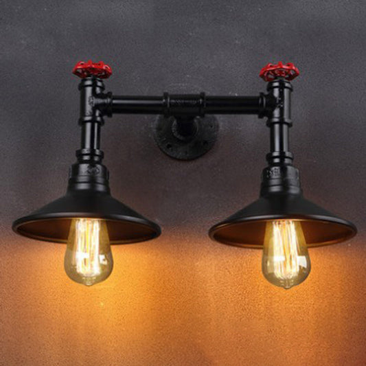 Iron Cone-Shaped Water Pipe 1/2-Light Wall Sconce Lamp