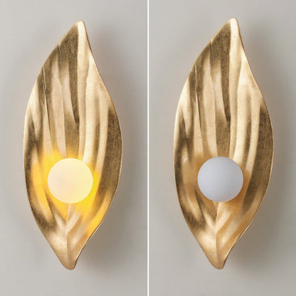 Resin & Glass Leaf-Shaped Globe 1-Light Wall Sconce Lamp