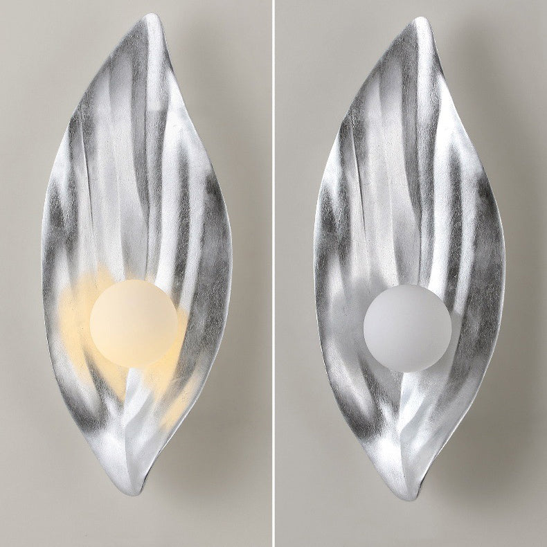 Resin & Glass Leaf-Shaped Globe 1-Light Wall Sconce Lamp