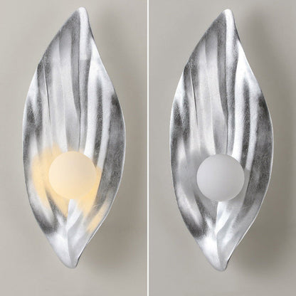 Resin & Glass Leaf-Shaped Globe 1-Light Wall Sconce Lamp