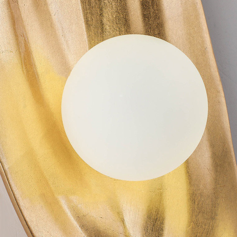 Resin & Glass Leaf-Shaped Globe 1-Light Wall Sconce Lamp