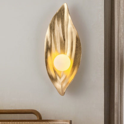 Resin & Glass Leaf-Shaped Globe 1-Light Wall Sconce Lamp