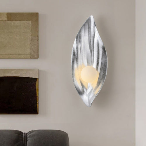 Resin & Glass Leaf-Shaped Globe 1-Light Wall Sconce Lamp