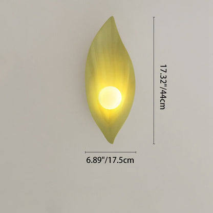 Resin & Glass Leaf-Shaped Globe 1-Light Wall Sconce Lamp