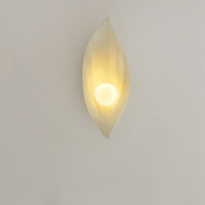 Resin & Glass Leaf-Shaped Globe 1-Light Wall Sconce Lamp