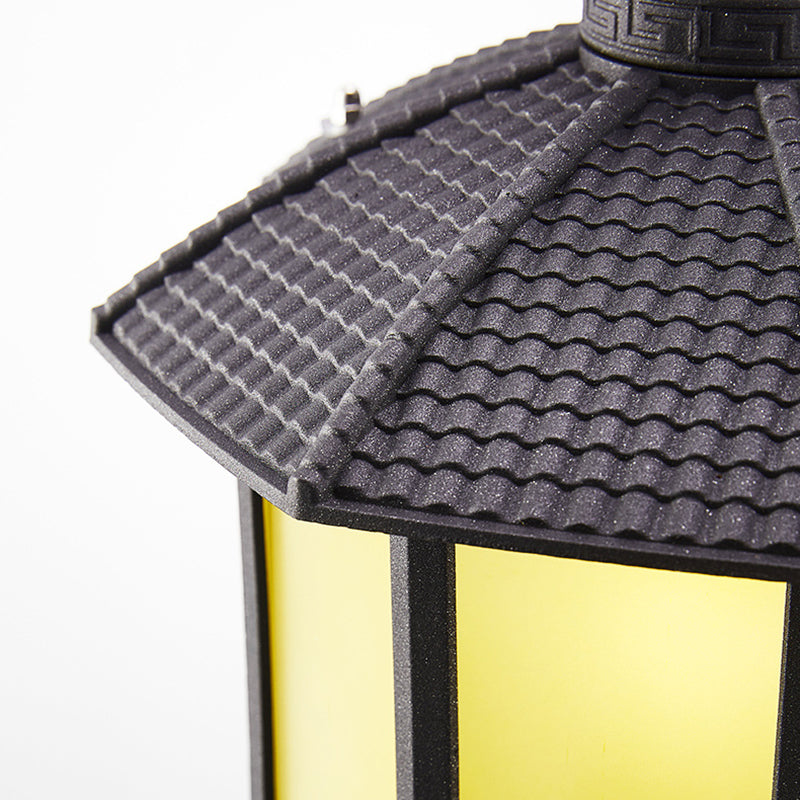 Chinese Glass Round Lantern 1-Light Wall Sconce Lamp
