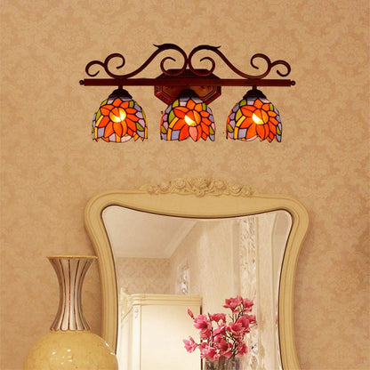 Tiffany Cup Design 3-Light Vanity Light Wall Sconce Lamp