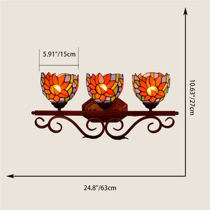 Tiffany Cup Design 3-Light Vanity Light Wall Sconce Lamp