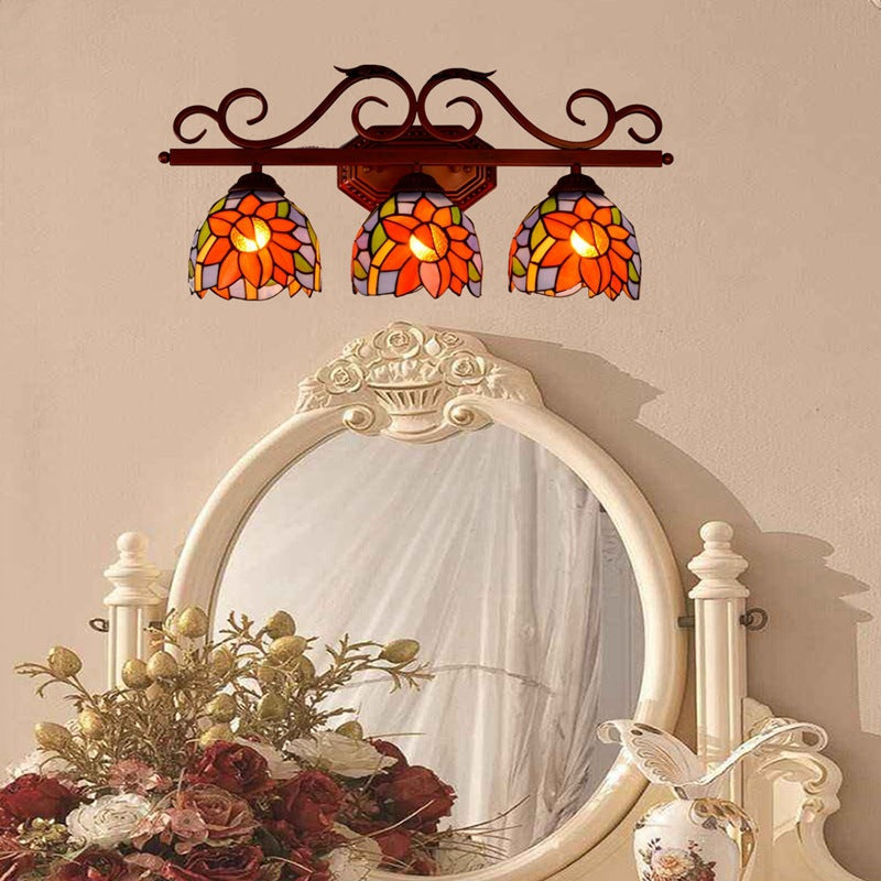 Tiffany Cup Design 3-Light Vanity Light Wall Sconce Lamp
