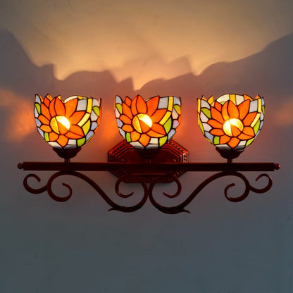 Tiffany Cup Design 3-Light Vanity Light Wall Sconce Lamp