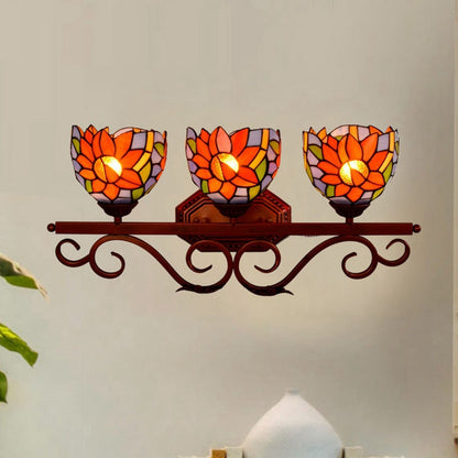 Tiffany Cup Design 3-Light Vanity Light Wall Sconce Lamp