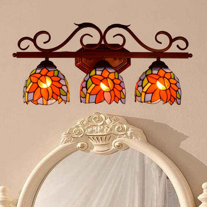 Tiffany Cup Design 3-Light Vanity Light Wall Sconce Lamp