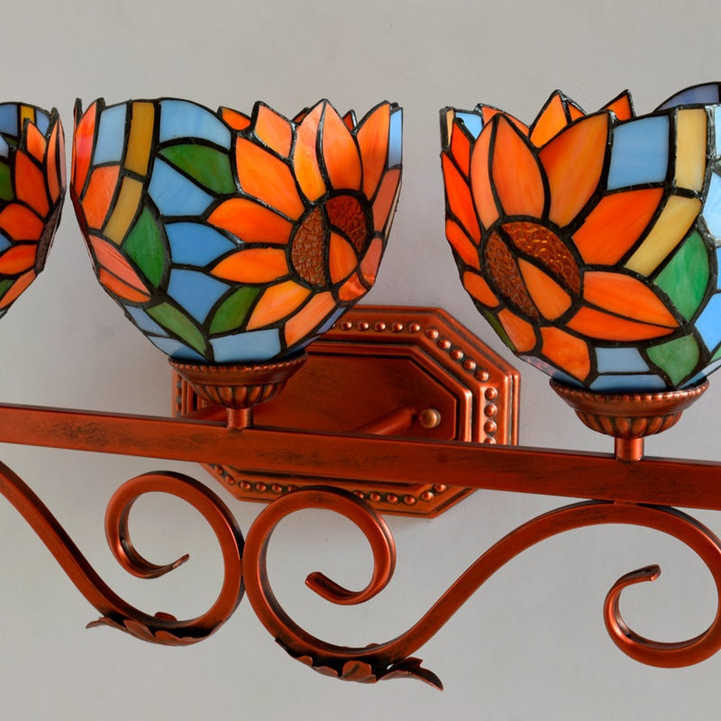 Tiffany Cup Design 3-Light Vanity Light Wall Sconce Lamp