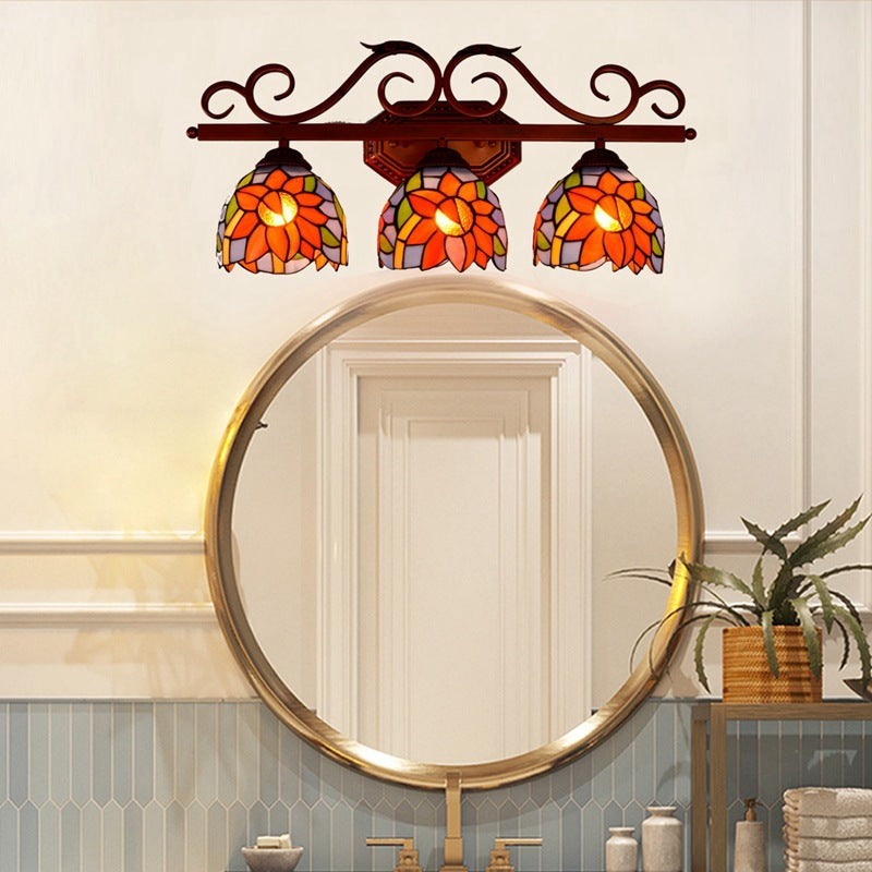 Tiffany Cup Design 3-Light Vanity Light Wall Sconce Lamp