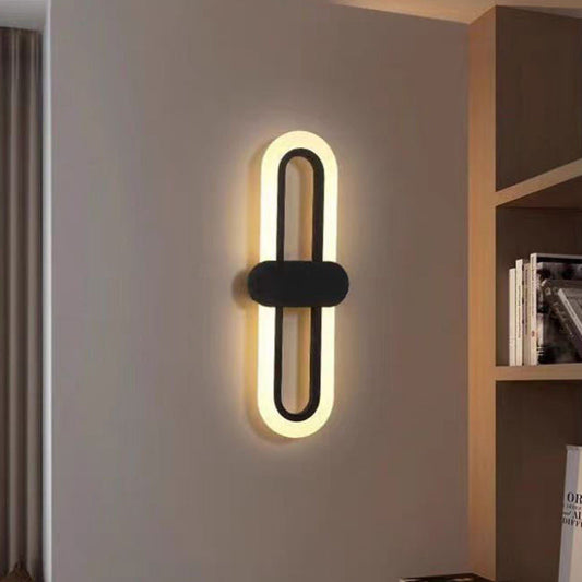 Modern Minimalist Iron Acrylic Oval LED Wall Sconce Lamp