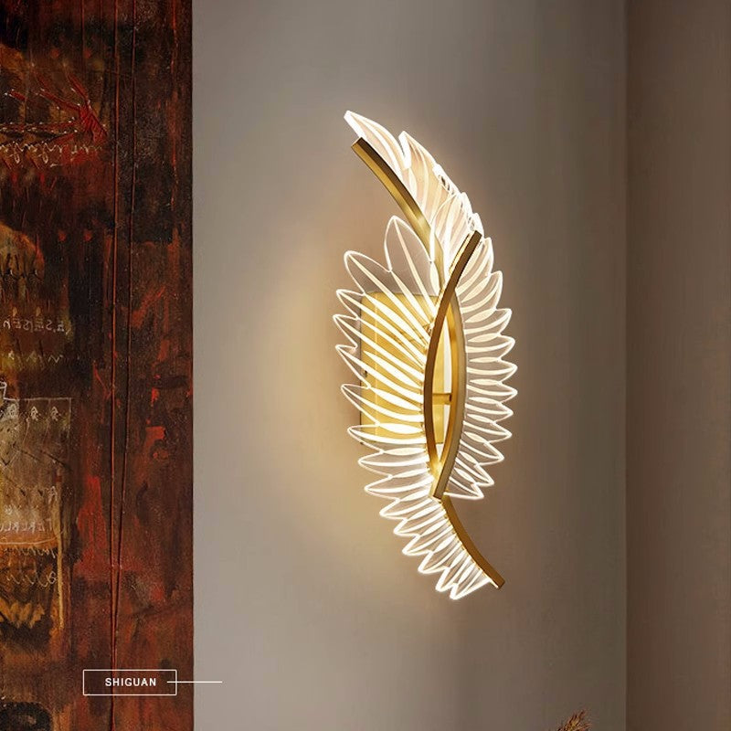 Modern Luxury Iron Acrylic Leaf LED Wall Sconce Lamp