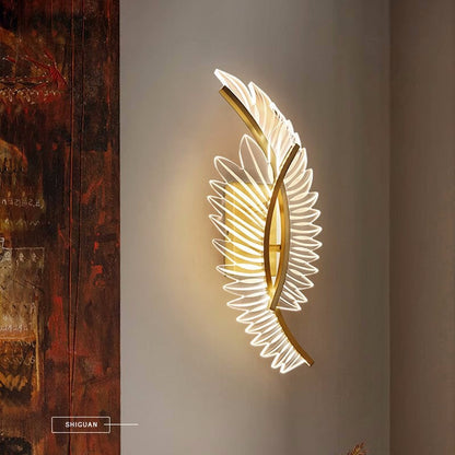 Modern Luxury Iron Acrylic Leaf LED Wall Sconce Lamp