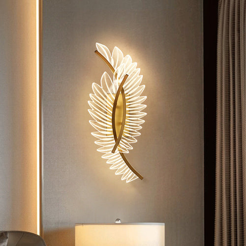 Modern Luxury Iron Acrylic Leaf LED Wall Sconce Lamp