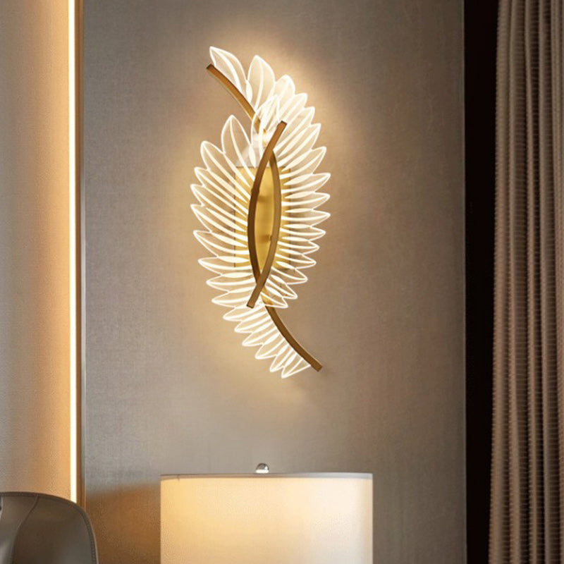 Modern Luxury Iron Acrylic Leaf LED Wall Sconce Lamp