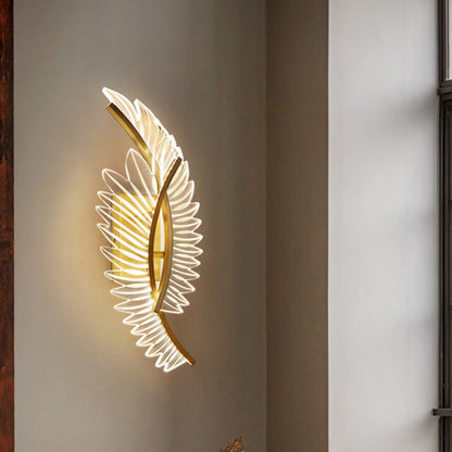 Modern Luxury Iron Acrylic Leaf LED Wall Sconce Lamp