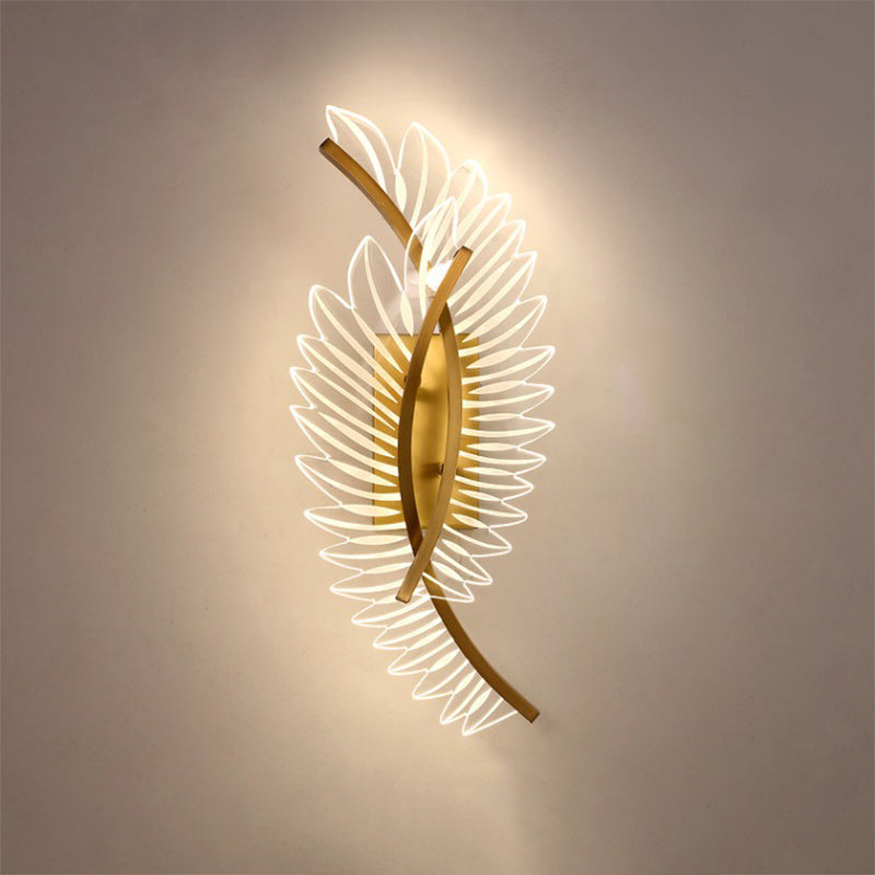 Modern Luxury Iron Acrylic Leaf LED Wall Sconce Lamp