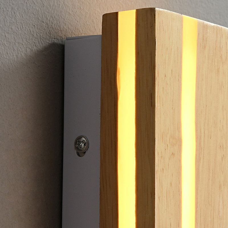 Wood Rectangular Cracked Wood Grain LED Wall Sconce Lamp