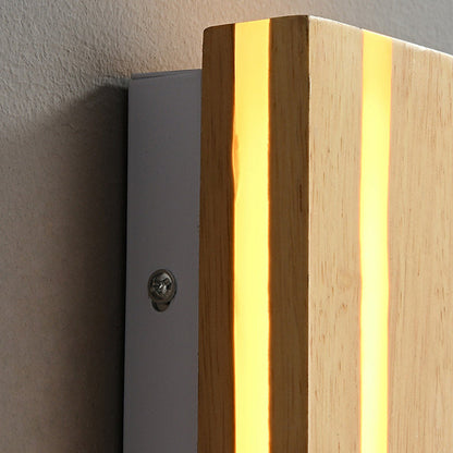 Wood Rectangular Cracked Wood Grain LED Wall Sconce Lamp