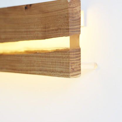 Wood Rectangular Cracked Wood Grain LED Wall Sconce Lamp