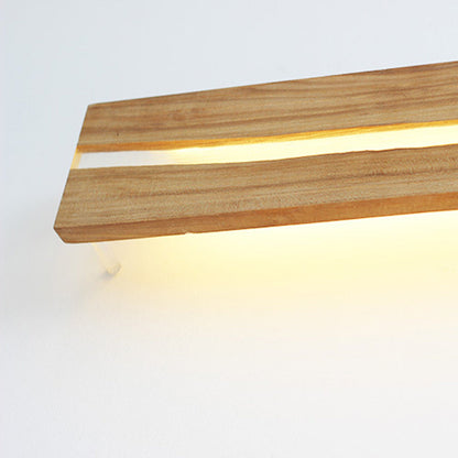 Wood Rectangular Cracked Wood Grain LED Wall Sconce Lamp