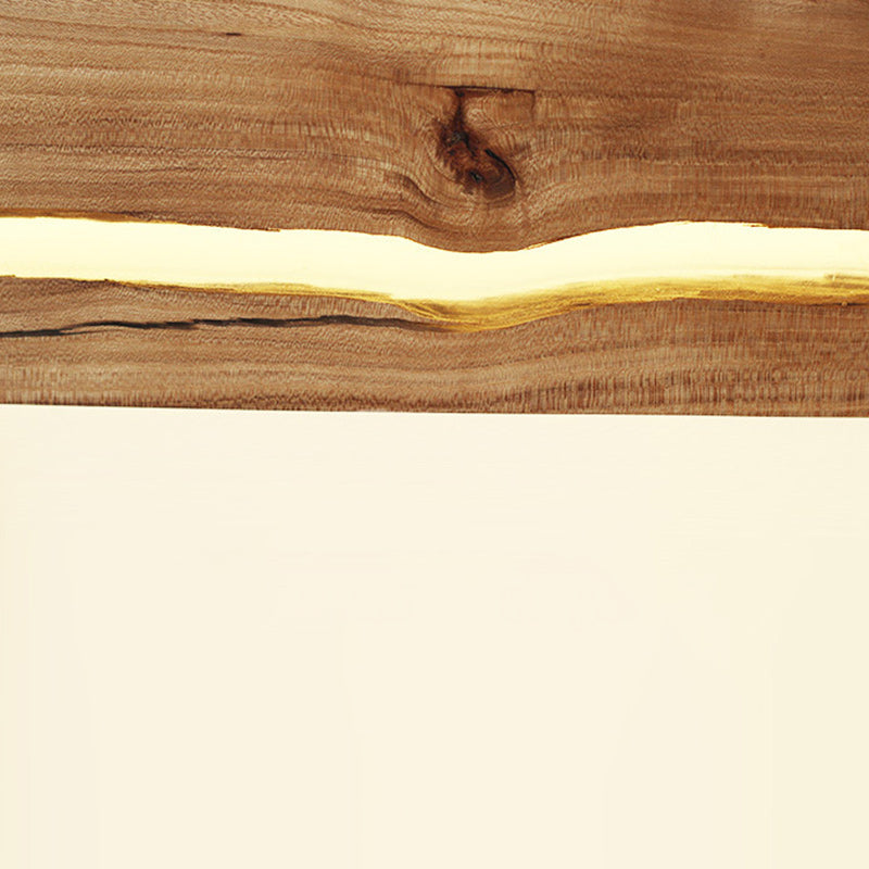 Wood Rectangular Cracked Wood Grain LED Wall Sconce Lamp
