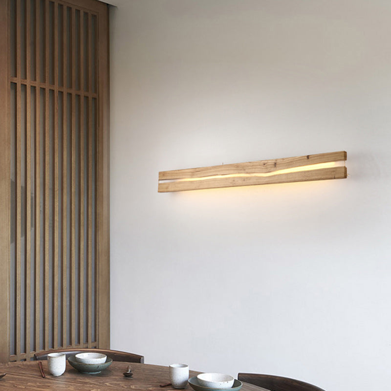 Wood Rectangular Cracked Wood Grain LED Wall Sconce Lamp