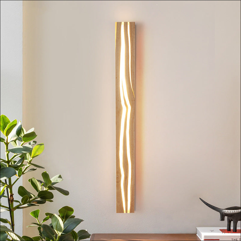 Wood Rectangular Cracked Wood Grain LED Wall Sconce Lamp