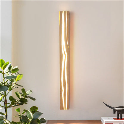 Wood Rectangular Cracked Wood Grain LED Wall Sconce Lamp