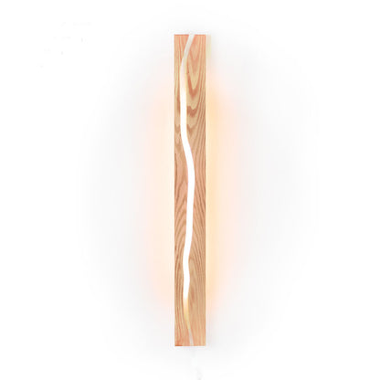 Wood Rectangular Cracked Wood Grain LED Wall Sconce Lamp