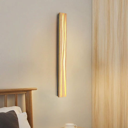 Wood Rectangular Cracked Wood Grain LED Wall Sconce Lamp