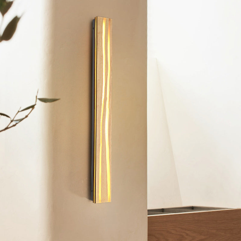 Wood Rectangular Cracked Wood Grain LED Wall Sconce Lamp