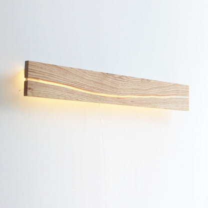 Wood Rectangular Cracked Wood Grain LED Wall Sconce Lamp
