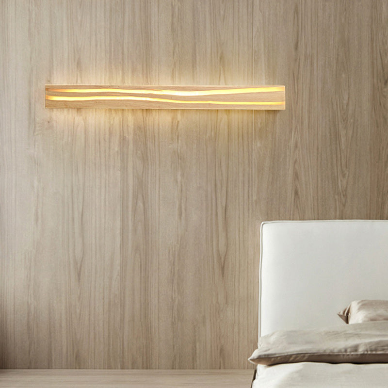 Wood Rectangular Cracked Wood Grain LED Wall Sconce Lamp
