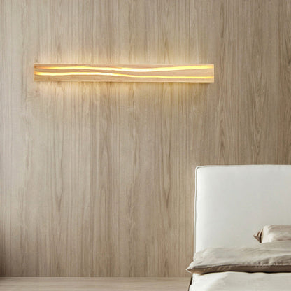Wood Rectangular Cracked Wood Grain LED Wall Sconce Lamp