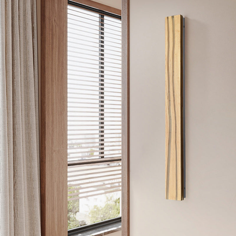 Wood Rectangular Cracked Wood Grain LED Wall Sconce Lamp