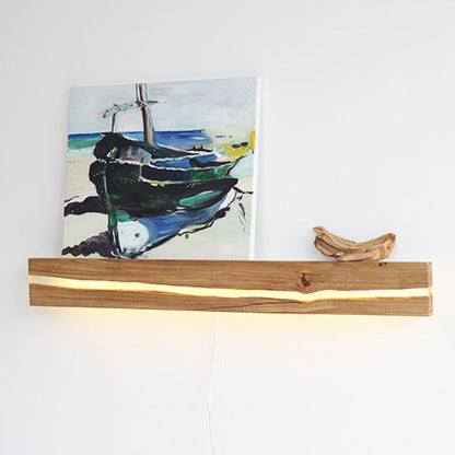 Wood Rectangular Cracked Wood Grain LED Wall Sconce Lamp