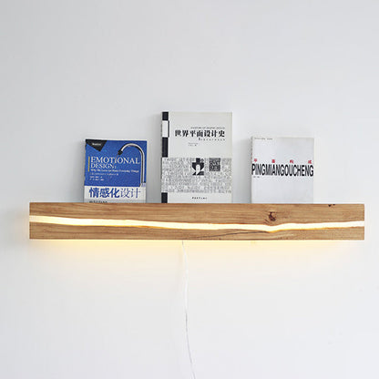 Wood Rectangular Cracked Wood Grain LED Wall Sconce Lamp