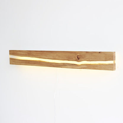 Wood Rectangular Cracked Wood Grain LED Wall Sconce Lamp